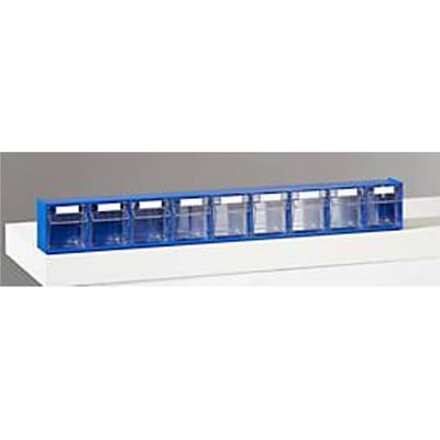 MultiStore, opbergruimte voor kleine artikelen, maat 9, B 600 x D 51 x H 77 mm, volume 0,9 l, stapelbaar, polystyreen, blauw/transp.