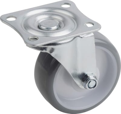 Zwenkwiel Ø 75 mm met Zacht Polyurethaan Loopvlak en Rollager - 75 kg