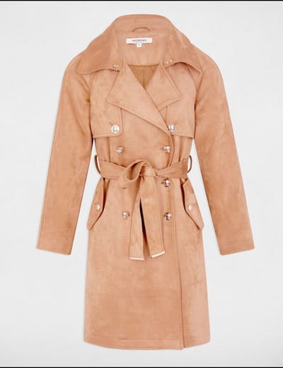 Morgan - Long Suede Trenchcoat 242-Gsuede Light Brown - Maat : 36
