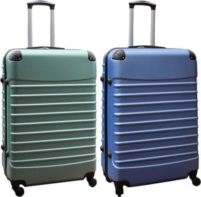 Travelerz kofferset 2 delig ABS groot - met cijferslot - 95 liter - groen - licht blauw