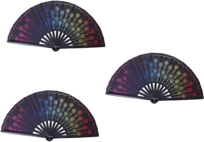 Opvouwbare Handventilator - Show Fan Bruiloft Fans Decoratieve Zijde - Hand Fans Kant Opvouwbaar - Bruiloft Fan Hand Held Fan Kleurrijk - 3Pcs
