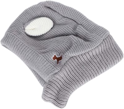 Dailygoody - Gebreide Hondenmuts - Katoenen Beanie Cap - Warm en Comfortabel - Grijs - Geschikt voor Middelgrote Rassen - Perfect voor Winterse Dagen