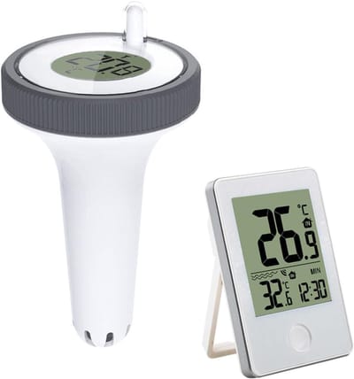 Zwembadthermometer, radiografische zwembadthermometer, drijvend digitaal met lcd-ontvanger, bereik tot 60 m, drijvende thermometer voor zwembad, vijver, buiteninstallatie