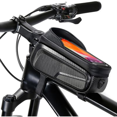 Sacs étanches pour support de téléphone de vélo Sacoche de cadre avant Sacoche de tube supérieur avec étui porte-téléphone à écran tactile Rangement d'outils de vélo de cycle noir