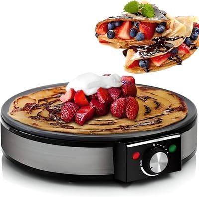 Pannenkoekenmaker - Crêpe apparaat - Snelle maaltijden - Instelbare temperatuur - 30 cm diameter - Zwart