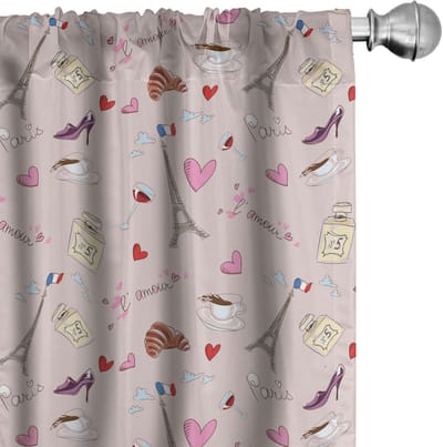 ABAKUHAUS Paris – Raamdecoratie – 2x75x175 cm – Mikrofaser, Halfdonker, Roze