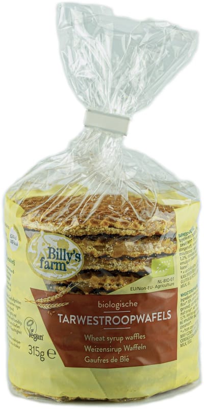 Billy's Farm Biologische Tarwestroopwafels (DOOS 15x315 gram grootverpakking) NL-BIO-01