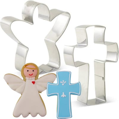 Engel en Kruis Uitsteekvormen | Kerst, Pasen, kerk, Christelijk, Koekjes bakken | RVS Cookie Cutters