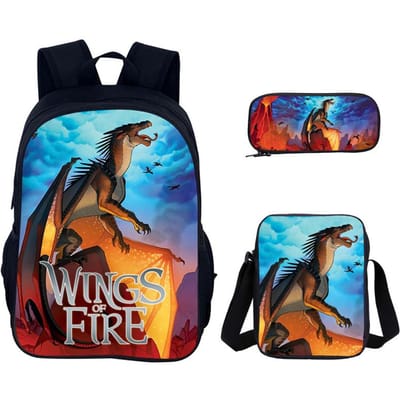 Cartoon 3-delige Set Vleugels van Vuur Rugzak Schooltassen Anime Schoudertas Etui Kampeer Boekentassen voor Jongens Meisjes Beste Cadeau