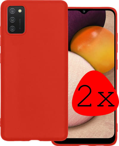 Hoesje 2 Stuks - Geschikt voor Samsung Galaxy A02s - Sterk & Shockproof - Case Siliconen - Back Cover - Telefoon Hoes - Rood