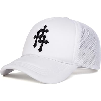 Unisex Kruisborduurwerk Baseball Net Caps Lente en Zomer Buiten Verstelbare Casual Hoeden Zonbescherming Hoed Sportpet white