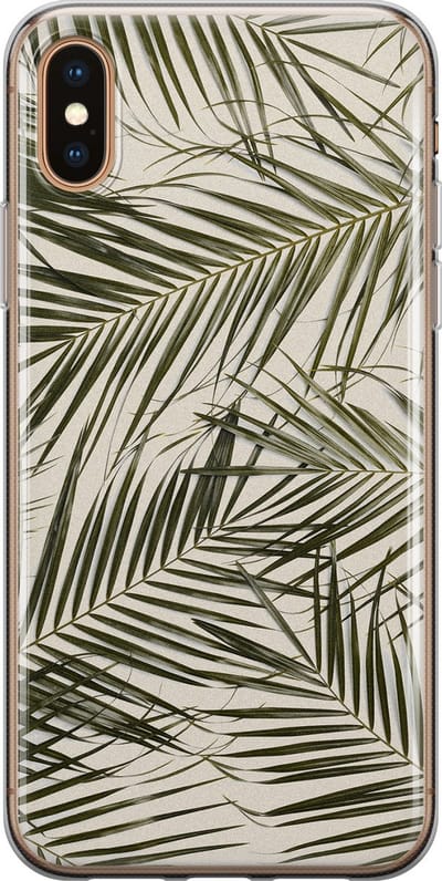 Leuke Telefoonhoesjes - Hoesje geschikt voor iPhone Xs Max - Palmbladeren - Soft case - TPU - Planten - Groen