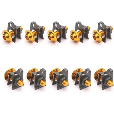 Kit de boulons de carénage pour moto M6 6mm, 10 pièces, vis à Clip de fixation de vitesse en spirale or