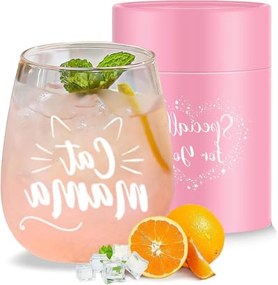 Wijnglas met kattenmotief, leuk cadeau voor kattenliefhebbers, grappig cadeau voor vrouwen, moederdag, verjaardag, kerstcadeau