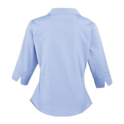 Premier Dames/Dames Popeline 3/4 Mouwen Blouse (Middenblauw)