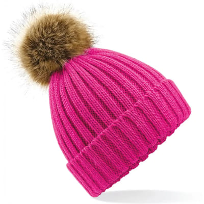 Beechfield Pom pom beanie B412 - Fuchsia - One size
