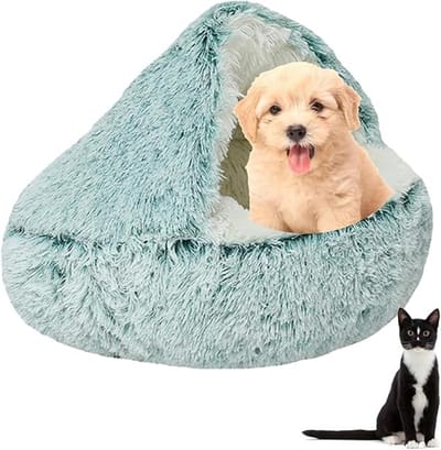 Famanu - Fluffy hondenbed schelpvorm 50cm kattenbed Warm dierenbed Huisdierenbed Wasbare hondenbank Kattenbank Pluche hondenmand Kattenmand Zacht knuffelbed om binnen te slapen