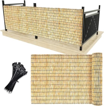 Rieten Schutting - Privacyhek Bamboe - Tuin Privacy - Natuurlijk Materiaal - 4.5 x 3000 cm - Bruin