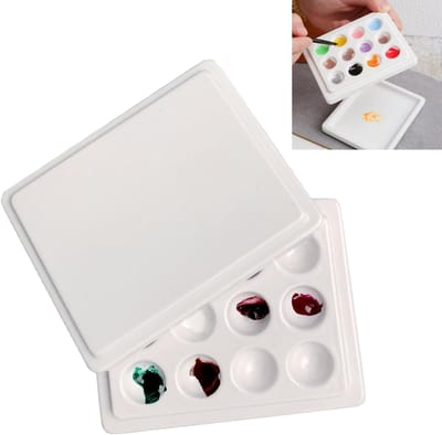 Dailygoods- Aquarel Palet Stofdicht - 12 Wells - Porselein - Geschikt voor Nagelkunst - Schilderen - Lichtgewicht - Schilderpalet