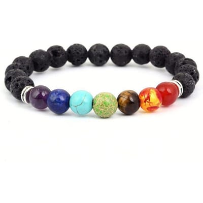 Bracelet 7 Chakras - Multicolore - Pierres de Lave - Mixte - 1 Bracelet - J0409 pur