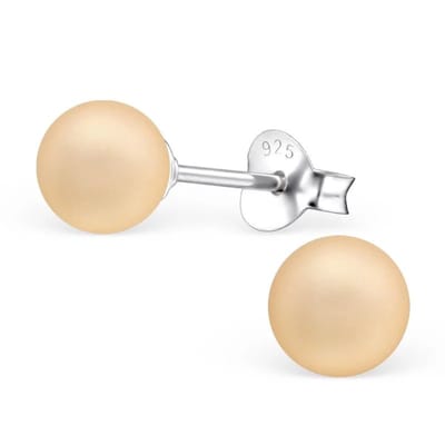 Aramat Jewels | Oorbellen | Zilveren Parel Oorbellen - Tijdloze Elegantie | 6mm / Zijde Paars | | | Zilver | Kinderen, Volwassenen | Verkleurd niet