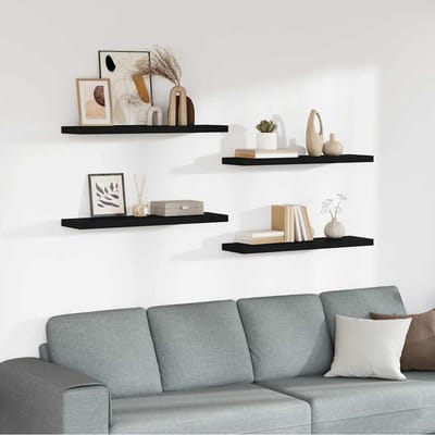 vidaXL - Wandschappen - zwevend - 4 - st - 90x23,5x3,8 - cm - MDF - zwart