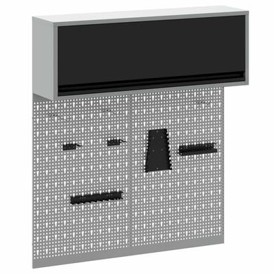 vidaXL - Gereedschapskast - Set - met - plank - 3 - st - Zwart - Gepoedercoat - staal