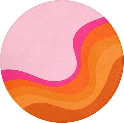 Badmat rond 70x70 cm - Antislip - Retro - Waves - Kleurrijk - Badmatten voor badkamer - Badkamermat - Douchemat - Ronde badkamer mat