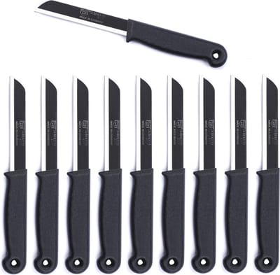 Solingen Schilmesje Duits - Zwart - RVS met kartel 18,5 cm. met beschermhoes - 10 stuks
