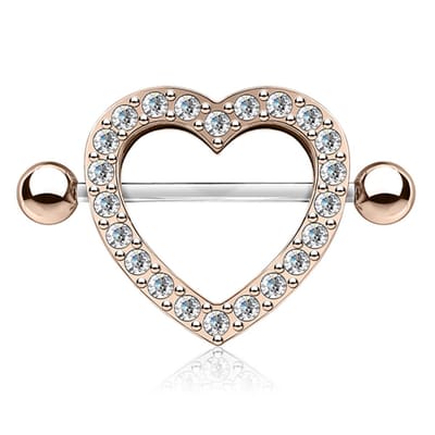 Tepelpiercing hartje 3D 1.6x14 - rose - LMPiercings