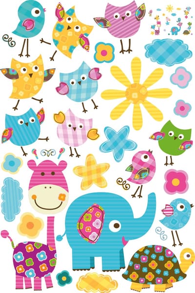 Muurstickers - Vrolijke dieren in de zon - Zelfklevende stickers - 180x120cm