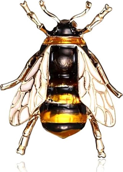 Actie4you® - Handgeschilderde Bij Broche - Broche - Bij - Bee - 27x35mm – Wit Geel