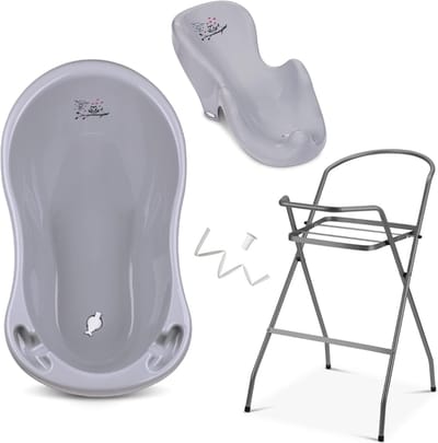 KAD® Baby Badje met Standaard - Babybad met Standaard - Baby Bad - Grijs - 46cm x 27cm x 86cm