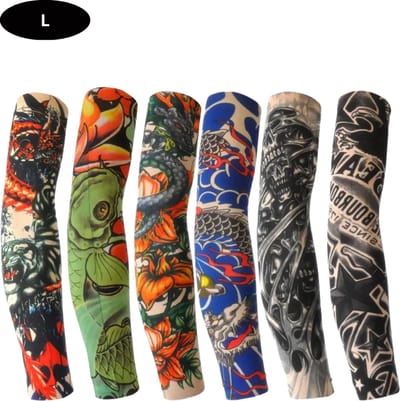 Livano Tattoo Sleeve - Voor Volwassenen - Mouw - Tatoeage - Arm Warmer - Zonbescherming - UV Beschermend - 6 Stuks - Maat L