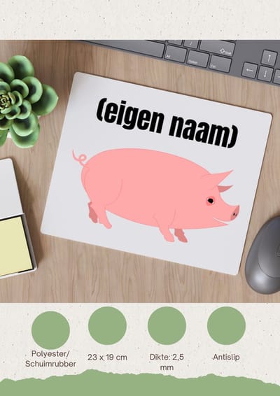 Akyol - varken met eigen naam Muismat - Varken - boeren/varken liefhebbers - iemand die houdt van varkens - verjaardag - cadeau - kado - geschenk - 23 bij 19 cm