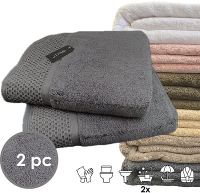 iSleep Deluxe Badlaken - 2 Stuks - 70x140 cm - Antraciet