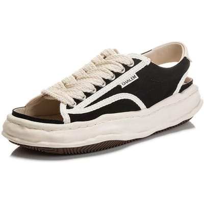 Zomer Nieuwe Toplaag Leerzolen Sandalen Canvas Open Neus Platform Mode Schoenen Voor Vrouwen 35 zwart