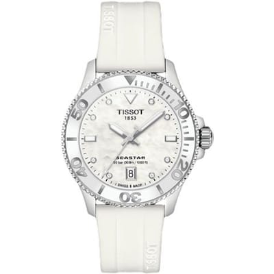 Dameshorloge met kwartsuurwerk, Zwitsers gemaakt, witte wijzerplaat, datumaanduiding, veelzijdig, elegant modieus accessoire horloge, geschikt T120.210.17.116.00 wit