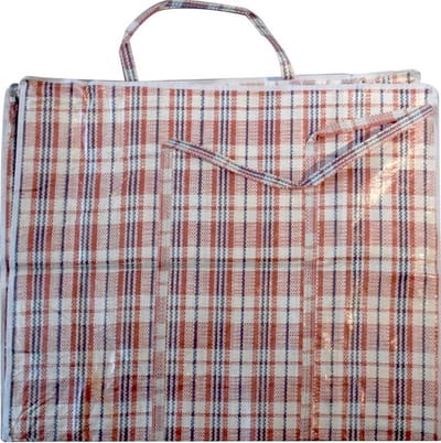 Mega grote XXL boodschappentas / dekentas - rood geruit - 65 x 30 cm - kunststof - 82 liter