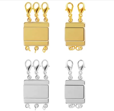 4-delige magnetische kettingsluiting voor stapelbare kettingen en armbanden, magnetische sieradensluitingen, goudzilver multistreng kreeftsluitingen voor doe-het-zelf