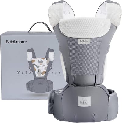 Ademend Ergonomische Babydrager voor 0-36 Maanden - 12 in 1 Draagopties met Heupsteun