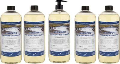 Shampoo No Scent No Colour - 1 liter (transparant) - 5 Stuks - met pomp - Voordeelverpakking - Haarverzorging