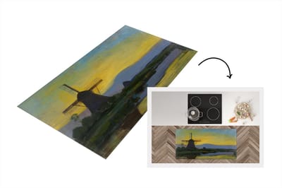 Keukenloper - Loper keuken - Oostzijdse molen - Piet Mondriaan - 120x60 cm - Keukenloper vinyl