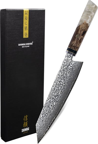 Shinrai Knives - Kiritsukemes 23 cm - Koksmes - Mes - Special Diamond Edition - Met Luxe Geschenkdoos - Koksmes - Keukenmes - Japans Hakmes