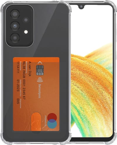 Smartphonica Telefoonhoesje Geschikt voor Samsung Galaxy A33 5G met Pasjeshouder Doorzichtig Siliconen - Transparant TPU Shockproof Backcover Case with Card Slot geschikt voor Samsung Galaxy A33 5G