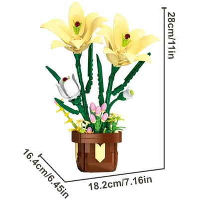 296 STUKS Lelie bloem potplant Bouwsteen Speelgoed Sets Nieuwste Jaar Kerst Verjaardag Cadeaus beige