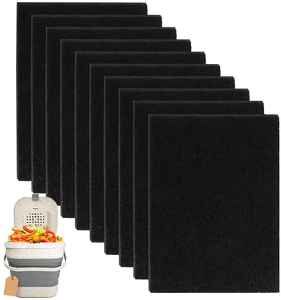 Dailygoods- Koolstoffilters Geactiveerd - 10 Stuks - Geurfilters voor J&J Compostbakken - Universele Maat - Duurzaam Katoen - Hoogwaardige Actieve Kool - Geurfilter