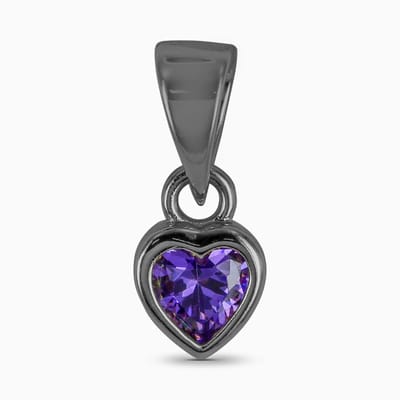 New Bling 9SIL-21844 Zilveren Hanger - Dames - Zirkonia - Hartje - Paars - 5,3 mm - Rhodium - Zilver