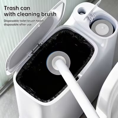 Smalle Badkamer Prullenbak met Drukdeksel - Wit - Plastic Afvalbak voor Slaapkamer, Keuken, Toilet, Kantoor.