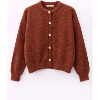 Oversized Jacquard Knopen Cardigan